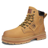 High Top Boots Men Leather Shoes Fashion Motorcycle Ankle Military Boots For Men Winter Boots Man Shoes Lace-Up Botas Hombre aidase-shop