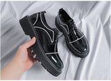 Mens Patent Leather Business Casual Shoes Vintage Lace Up Flats Low Top Luxury Male Formal Shoes Chaussure Homme Zapatos aidase-shop