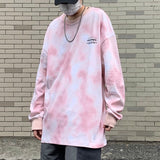 Tie Dyed Long Sleeve Men's T-shirt Oversized Harajuku Round Neck Pullovers For Male Casual Korean Basic Unisex Clothing aidase-shop