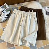 Summer New Basic Solid Straight Split Shorts Korean Vesion Trend Loose Casual Short Pants Unisex Streetwear Elastic Waist aidase-shop