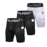 3 Pcs Compression Running Shorts Men  with Phone Pocket Quick Dry Short Leggings Gym Fitness Sports Short Tights Male Underwear aidase-shop