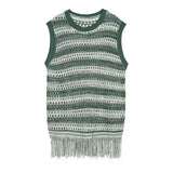 Striped Mesh Vest for Men Vintage Knit Tank Tops Sleeveless Tee Male Casual Summer Beach Japanese Streetwear Hip Hop aidase-shop