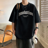 Summer New Casual Letter Printing T-shirt Mens Suede Loose Fitting Tops Japanese Style Trend Y2k Male Tees Short Sleeve aidase-shop