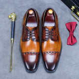 Office Shoes Vintage Design Oxford Men Dress Shoes  Handmade Formal Business Bicolo Full Grain Real Leather Shoes for Menbicolo aidase-shop