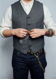 Aidase Men's Striped Suit Vest Tweed Herringbone Retro Sleeveless Slim Steampunk Warm Waistcoat chaleco hombre aidase-shop