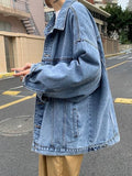 Denim Jacket Men's High Street Hip-hop Trainer Jacket Autumn Trend Streetwear All-match Preppy Oversize Punk Jeans Coat aidase-shop
