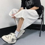 Summer Thin Ice Silk Pants Men Fashion Oversized Pleated Pants Mens Japanese Streetwear Hip-hop Loose Wide Leg Pants Men M-3XL aidase-shop