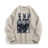 Japanese Men's Du Binquan Jacquard Sweater Men's Winter New American Hip Hop Retro Trendy Loose Knit Sweater Pullover Tops aidase-shop