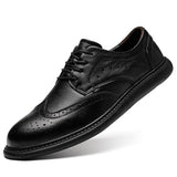 Mens Formal Genuine Leather Dress Shoes British Stylish Business Dress Men Flats High Quality Brogues Oxford Shoes Men Big Size aidase-shop