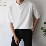 Summer Short Sleeve T-shirt Men Slim Fit Fashion Casual T Shirt Men Korean Solid Color Standing Neck Tshirt Mens Top M-2XL aidase-shop