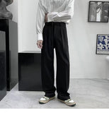 Aidase Harajuku Fashion Men's Pants Casual Wide leg Oversize Pants With Belt Korean Style Streetwear Trousers For Men Soild Color White aidase-shop