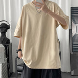 100% Cotton Men's T shirts Summer Solid Color Casual Short Sleeve Tees For Man Basic T-shirt Couple Male Tees Tops aidase-shop