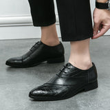 New Brown Derby Shoes for Men Pointed Toe Lace-up Black Men's Formal Shoes Handmade Business Size 38-46 aidase-shop