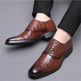 Men Crocodile Grain Leather Shoes Dress Business Office Shoe Mens Wedding Party Derby Shoes Men's Square Toe Flats Sizes 38-48 aidase-shop