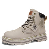 High Top Boots Men Leather Shoes Fashion Motorcycle Ankle Military Boots For Men Winter Boots Man Shoes Lace-Up Botas Hombre aidase-shop