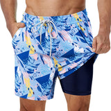 Mens Swimming Trunks with Compression Liner Stretch Mens Swimwear 2 in 1 Quick Dry Running Gym Swim Shorts for Men aidase-shop