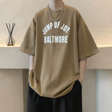 New Short Sleeve T-shirt Man Trend Letter Graphic Printed Tops Crew Neck Oversized Cotton Tees Male T Shirt aidase-shop