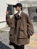 Workwear Cargo Jacket Men's Japan Trend High Street Cityboy Oversize Top Spring Autumn American Vintage Lapel Coat aidase-shop