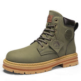 High Top Boots Men Leather Shoes Fashion Motorcycle Ankle Military Boots For Men Winter Boots Man Shoes Lace-Up Botas Hombre aidase-shop