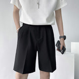 Summer Solid Color Suit Shorts Men Slim Fashion Social Mens Dress Shorts British Style Straight Casual Shorts Mens Formal Shorts aidase-shop
