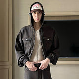 Vintage New Fashion Men's Zipper Hoodies Made Old Elastic Waist Outwear Top Male High Street Safari Style Outwear aidase-shop