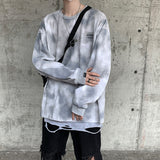 Tie Dyed Long Sleeve Men's T-shirt Oversized Harajuku Round Neck Pullovers For Male Casual Korean Basic Unisex Clothing aidase-shop