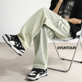 New Jeans Men's Loose Straight Tube Slim Fitting Drawstring Wide Leg Pants Streetwear Oversized Casual Denim Trousers aidase-shop