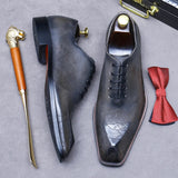 New Men's Shoes Italian Formal Shoes Oxford Men's Handmade Genuine Leather Laser Carved Business Party Shoes 37-46 aidase-shop