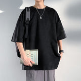 Japanese Style Trend Baggy Patchwork Short Sleeve Men's  Summer New Tshirt Casual Tops Male Harajuku Round Neck Tees aidase-shop