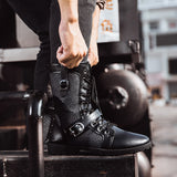 New Men Boots Black Sneakers Outdoor Fashion High Top Wholesale Punk Shoes for Men Casual Leather Street Style Ankle Boots Men aidase-shop