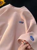 Waffle Short-sleeved T-shirt Women's Summer Oversize Letter Patch Design All-match Tees Unisex Hip Hop Urban Simple Top aidase-shop