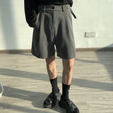 Summer Grey/Black Suit Shorts Men Fashion Society Mens Dress Shorts Korean Style Loose Straight Shorts Mens Casual Shorts M-XL aidase-shop