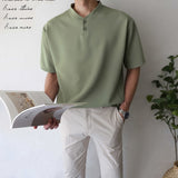 Summer Short Sleeve T-shirt Men Slim Fit Fashion Casual T Shirt Men Korean Solid Color Standing Neck Tshirt Mens Top M-2XL aidase-shop