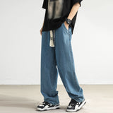 New Jeans Men's Loose Straight Tube Slim Fitting Drawstring Wide Leg Pants Streetwear Oversized Casual Denim Trousers aidase-shop