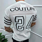 Fashion Patchwork Short Sleeve Men's Knit Tops Spring Summer Casual Crew Neck Pullover Tee Men Clothing T Shirt Streetwear aidase-shop