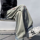 Vintage Men's Washed Jeans Fashion Design Wide Leg Loose Straight Male Denim Pants Hip Hop Unisex Casual Trousers aidase-shop