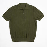 Casual Solid Knit Polo Shirt Mens Clothes Fashion Buttoned Lapel Short Sleeve Knitted Ribbed Polos Men Summer Fashion Streetwear aidase-shop