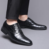 Men Crocodile Grain Leather Shoes Dress Business Office Shoe Mens Wedding Party Derby Shoes Men's Square Toe Flats Sizes 38-48 aidase-shop