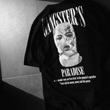 Hip Hop T Shirts Men Fashion Hood Gangster Print Big Size Short Sleeve Cotton Tops Summer Clothes Mens Vintage Loose T-shirt Y2K aidase-shop