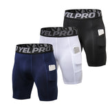 3 Pcs Compression Running Shorts Men  with Phone Pocket Quick Dry Short Leggings Gym Fitness Sports Short Tights Male Underwear aidase-shop