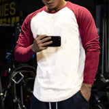 Aidase Casual Long Sleeve T-shirt Men Fitness Cotton Patchwork Tee Shirt Male Gym Workout Tops Spring Autumn Running Sport Clothing aidase-shop