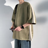 Japanese Style Trend Baggy Patchwork Short Sleeve Men's  Summer New Tshirt Casual Tops Male Harajuku Round Neck Tees aidase-shop