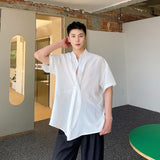 Summer Short Sleeve Shirt Men Fashion Retro Oversized Shirt Men Streetwear Korean Loose Pullover Shirt Mens Ice Silk Shirts aidase-shop