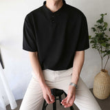 Summer Short Sleeve T-shirt Men Slim Fit Fashion Casual T Shirt Men Korean Solid Color Standing Neck Tshirt Mens Top M-2XL aidase-shop