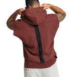 Men's Tank Top Solid Color Sleeveless Hoodie Loose  Casual Versatile Gym Vest aidase-shop