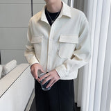 Spring New Korean Style Men's Shirts Turn-down Collar Stripe Long Sleeve Man Blouses All-match Basic Tops Clothing aidase-shop