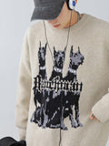 Japanese Men's Du Binquan Jacquard Sweater Men's Winter New American Hip Hop Retro Trendy Loose Knit Sweater Pullover Tops aidase-shop