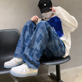 Blue Black Baggy Jeans Men Fashion Retro Casual Wide-leg Jeans Mens Streetwear Loose Hip-hop Straight Denim Trousers Men M-5XL aidase-shop