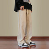 Vintage Drawstring Men Jeans High Street Fashion Design Straight Denim Pants Hip Hop Male Casual Trousers aidase-shop