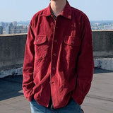 Aidase 2022 New Classic Compass Armband Embroidered Retro Corduroy Shirt Men Women Loose Retro Casual Men Jackets Coats Shirts aidase-shop